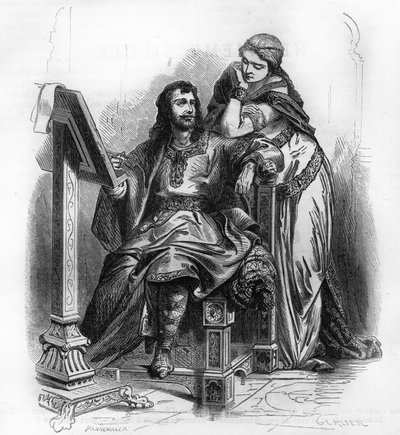 Eginhard, historien de la période carolingienne avec Emma, sa femme - Unknown artist