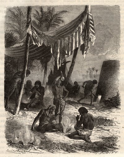 Verre égyptien - Une verrerie chez les Égyptiens - gravure dans 