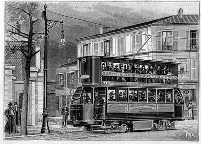 Tramways électriques de Paris à Aubervilliers : vue d