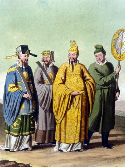 Empereur de Chine entouré de mandarins - dans "Le costume ancien et moderne" de J. Ferrario, éd. Milan - Unknown artist