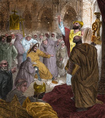 Fin de la dynastie mérovingienne, 751 : déposition du roi Childéric III (714-754) par Pépin le Bref (714-768). - Unknown artist