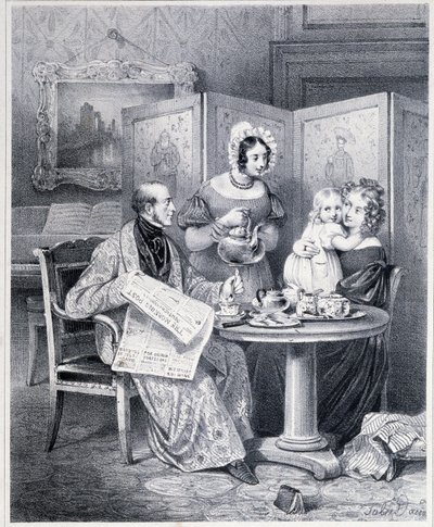 Couple anglais prenant le thé - XIXe siècle - Unknown artist