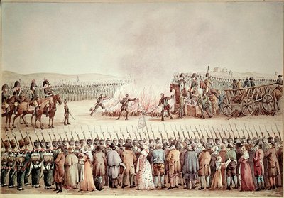 Les marchandises anglaises brûlées par ordre de Napoléon Ier Bonaparte pendant le blocus continental en 1806 - Unknown artist