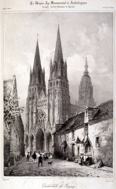 Gravure de la cathédrale de Bayeux publiée dans « Le Moyen Âge monumental et archéologique ». 19e siècle - Unknown artist