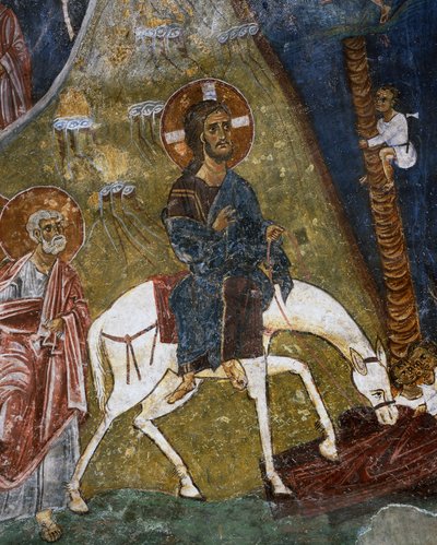 Entrée du Christ à Jérusalem, fresque (XIIe siècle), Ayios Nikolaos tis Steyis (Saint Nicolas du Toit) (XIe siècle) (Liste du patrimoine mondial de l