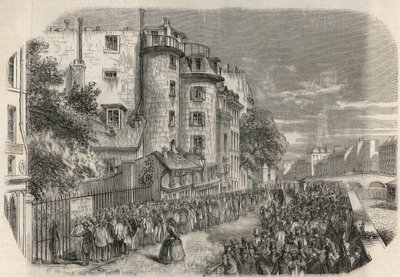 Entrée de la préfecture de police par la rue de Jérusalem au coin du Quai des Orfèvres à Paris au 19e siècle avant 1871 - Gravure dans « Tableau de Paris » par Edmond Texier 1852 - Unknown artist