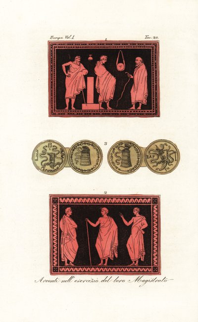 Archonte éponyme ou magistrat en chef examinant un jeune homme 1, et archonte avec deux adjoints 2 - Unknown artist