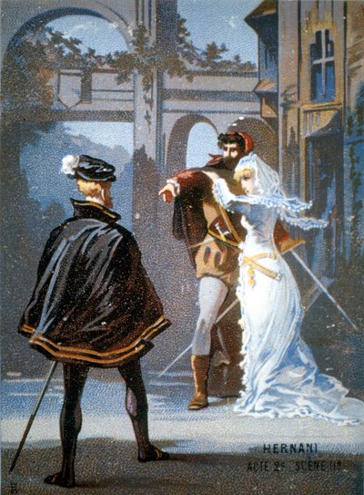 Ernani de Giuseppe Verdi, Acte II, Scène II. Chromolithographie du 19ème siècle - Unknown artist