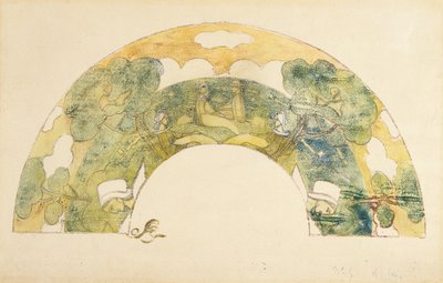 Éventail - Bretons au bord de la mer - Unknown artist