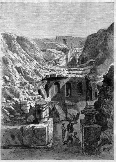 Fouilles faites à Senlis en 1868 - découverte des arènes romaines autour de la ville - Gravure de 1868 - Unknown artist