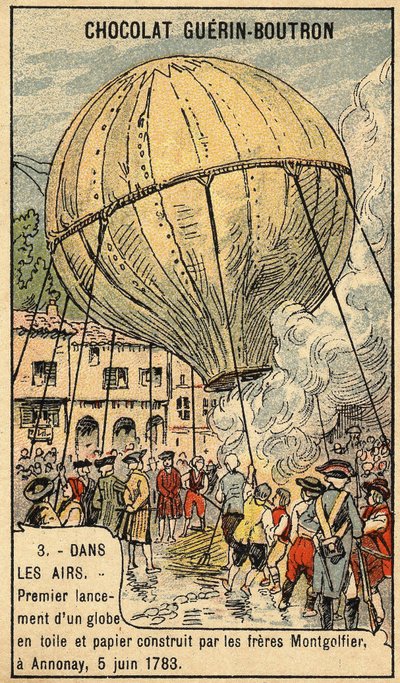 Expérience du 5 juin 1783 par les frères Montgolfier à Annonay. Chromo de la fin du 19ème siècle - Unknown artist