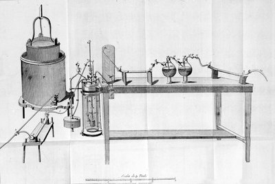 Expérience de Lavoisier. Gravure du début du 19ème siècle. - Unknown artist