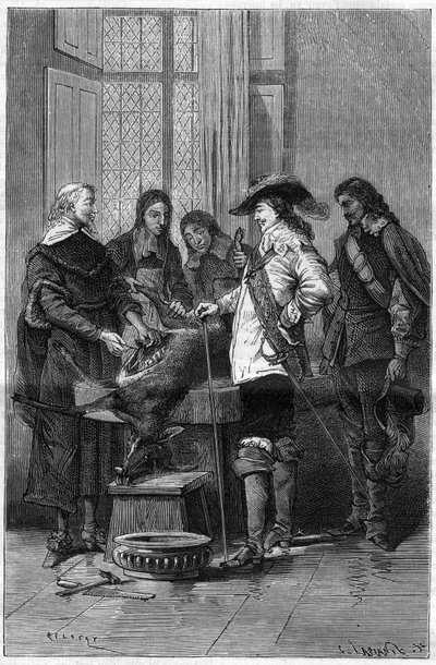 Expérience de William Harvey (1578-1657), médecin anglais montrant à Charles Ier Stuart (1600-1649) roi d