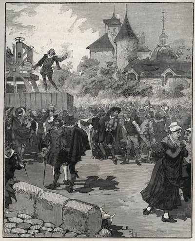 Expérience de frappe mécanique par Nicolas Briot (graveur du Royaume de France) (1579-1646) en 1616. Gravure de 1885 dans « Les arts et métiers illustrés » par Adolphe Bitard - Unknown artist