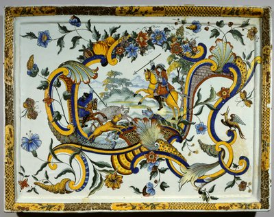 Plat en faïence représentant une scène de chasse au sanglier - Unknown artist