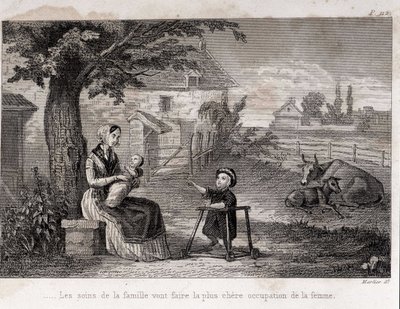 Les soins familiaux feront de la femme la mère de famille la plus chère à la campagne - gravure - Unknown artist