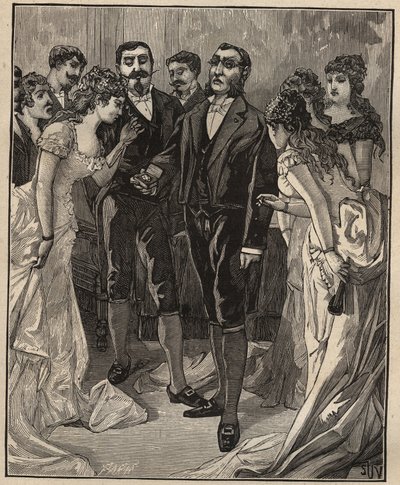Diamants célèbres : le banquier Vanlerberghe montrant un faux Régent au début du 19ème siècle. Gravure de 1885 dans « Les arts et métiers illustrés » par Adolphe Bitard - Unknown artist