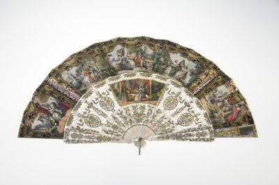 Éventail, c.1860, papier imprimé et peint, nacre, or, argent et cuivre, miroir, fabricant inconnu - Unknown artist