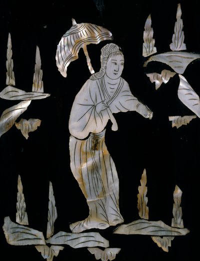 Figure féminine avec parapluie, détail d