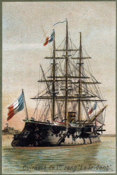Vaisseau de premier rang « Le Trident ». vers 1890. Chromolithographie du XIXe siècle. - Unknown artist