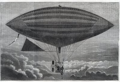 Premier aérostat électrique à hélice, expérimenté par Albert (1839-1906) et Gaston Tissandier (1843-1899) scientifiques français, éditeurs de la revue « La Nature » le lundi 8 octobre - Unknown artist