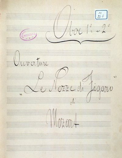 Première page de partition pour hautbois de Le nozze di Figaro, opéra par Mozart (XIXe siècle) - Unknown artist