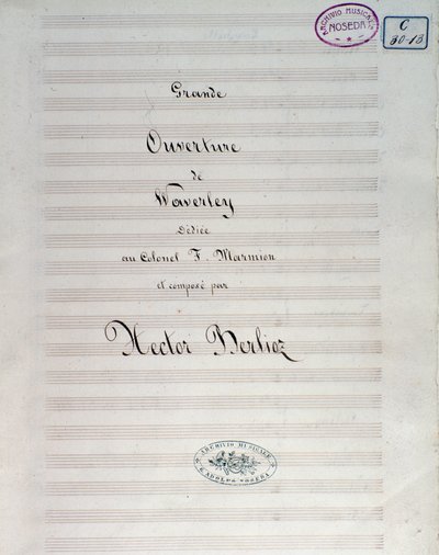 Première page de la partition musicale de Waverley opus 1, ouverture, par Hector Berlioz - Unknown artist