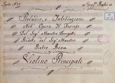 Première page de la partition pour violon, Il furioso all