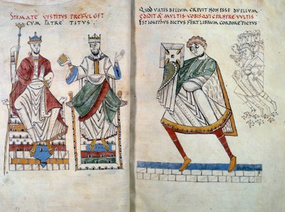 Flavius Josèphe offrant son livre aux empereurs Titus et Vespasien - Unknown artist