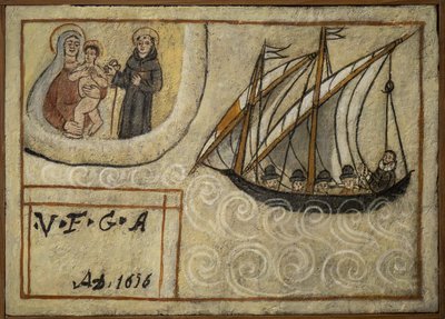 Ancien ex-voto marin, offrande populaire en gage de dévotion et de gratitude du marin survivant aux dangers de la mer venant de l