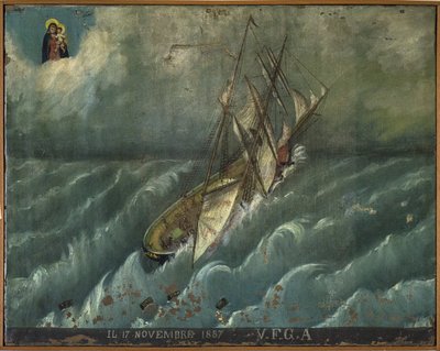 Ancien ex-voto marin, offrande populaire en gage de dévotion et de gratitude du marin survivant aux dangers de la mer venant de l