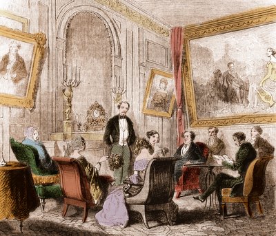 François René de Chateaubriand (1768-1848), écrivain et homme politique français, lisant les « Mémoires d
