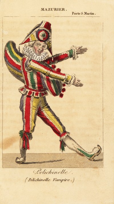 Danseur comique et mime français Charles-François Mazurier en Polichinelle dans Polichinelle Vampire par Théodore de Banville au Théâtre de la Porte Saint-Martin - Unknown artist