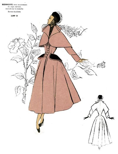 Mode française, conception du manteau Redingote. - Unknown artist