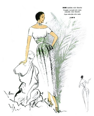 Mode française, robe brodée. - Unknown artist