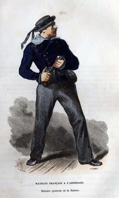 Marin français prêt pour la collision. Dans « Histoire générale de la marine » de Van Tenac. - Unknown artist