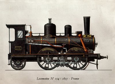 Train français : Locomotive Numéro 154 de 1855. Gravure. Paris, Arts décoratifs - Unknown artist