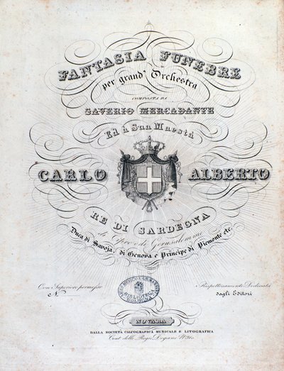 Frontispice pour Fantasia funebre, œuvre orchestrale de Mercadante - Unknown artist