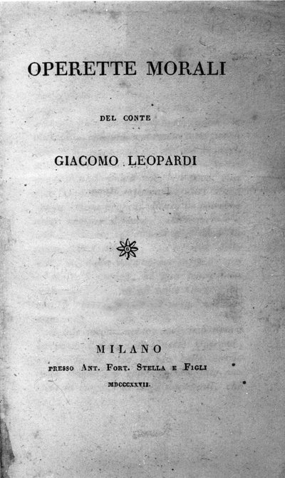 Frontispice des « Operette morali » de Giacomo Leopardi 1827 - Unknown artist
