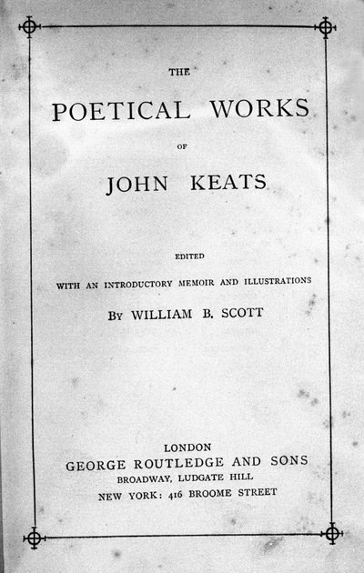 Frontispice des Œuvres poétiques du poète John Keats (1795-1821) XIXe siècle - Unknown artist