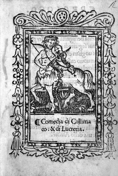 Frontispice de la comédie « La Mandragola » de Niccolo di Bernardo dei Machiavelli (Nicolas Machiavel) - Unknown artist