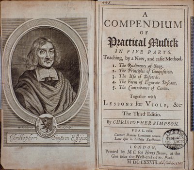 Frontispice du Compendium de musique pratique avec portrait de Christopher Simpson - Unknown artist