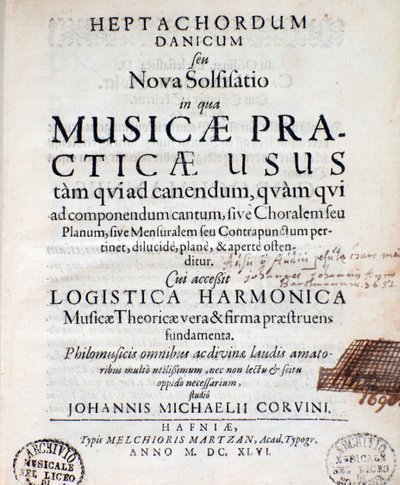 Frontispice de Heptachordum danicum par John Michael Corvinus - Unknown artist