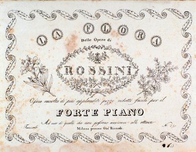 Frontispice de La flora compendium des pièces les plus célèbres (en version fortepiano) par Gioacchino Rossini - Unknown artist