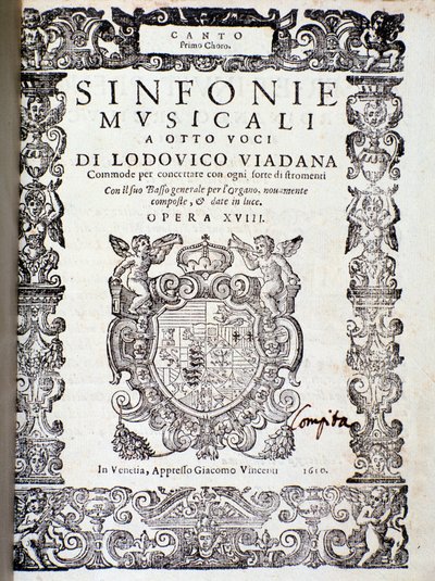 Frontispice de la partition musicale de Sinfonie musicali par Ludovico Viadana - Unknown artist