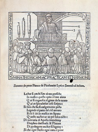 Frontispice du traité Angelicum ac divinicum opus musicae par Franchino Gaffurio - Unknown artist