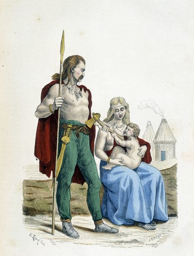 Famille gauloise des temps primitifs - dans « Costumes de Paris à travers les siècles » - Unknown artist