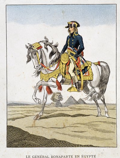 Le général Bonaparte en Égypte, un portrait à cheval devant les pyramides et le sphinx - Unknown artist