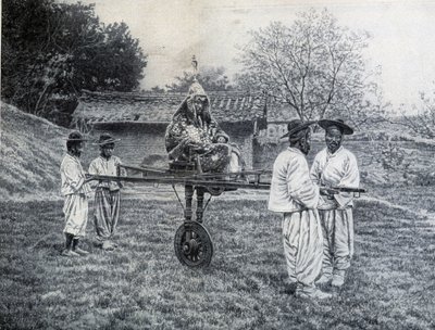 Général coréen sur une chaise à porteurs se rendant à une audience impériale - Unknown artist