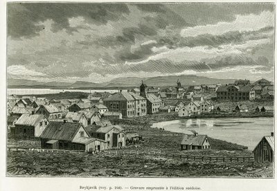 Vue générale de Reykjavik. Gravure pour illustrer l